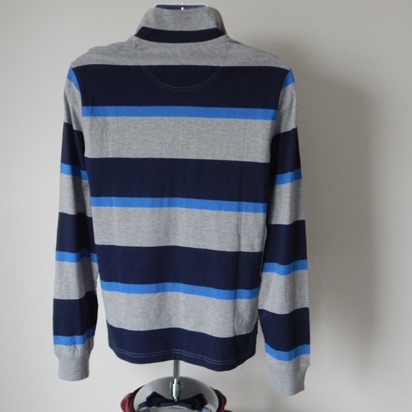 NWT Ben Sherman One Quarter Zip Long Sleeve Striped Cotton Blend Shirt Top - Picture 8 of 9